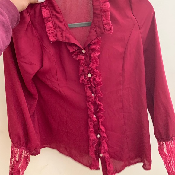 Red button down - Picture 2 of 3